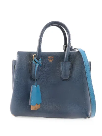 Pre-owned Mcm 2-way Leather Shoulder Bag In Blue