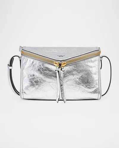 Mcm 3d Diamant Metallic Leather Shoulder Bag In Silver