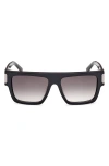 Mcm 54mm Rectangular Sunglasses In Shiny Black/gradient Smoke