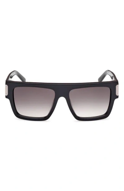 Mcm 54mm Rectangular Sunglasses In Shiny Black/gradient Smoke