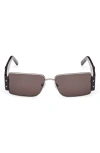 Mcm 55mm Rectangular Sunglasses In Ruthenium/smoke/black