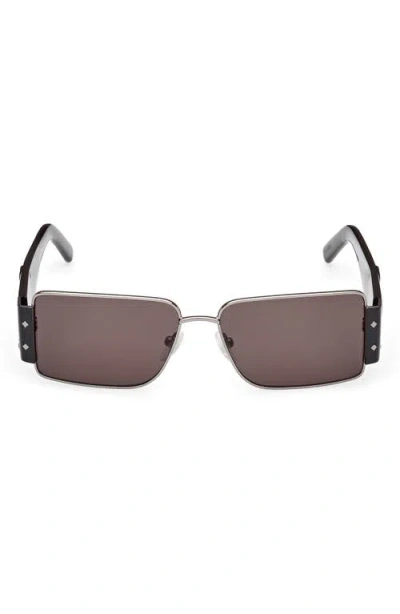 Mcm 55mm Rectangular Sunglasses In Ruthenium/smoke/black