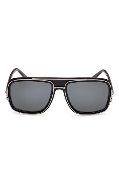 Mcm 57mm Navigator Sunglasses In Shiny Black/smoke