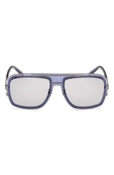 Mcm 57mm Navigator Sunglasses In Shiny Blue/smoke