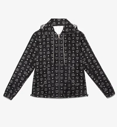Pre-owned Mcm $750  Women's Black Reflective Monogram Windbreaker Jacket S Mfj9ara02bk