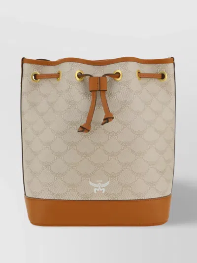 Mcm Adjustable Strap Monogram Bucket Bag In Brown