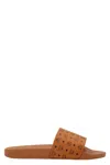Mcm Logo-print Single-strap Slides In Brown