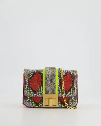 Mcm & Multicoloured Python Crossbody Chain Bag With Gold Hardware In Red
