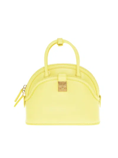 Mcm Anna Logo Plaque Tote Bag In Gold