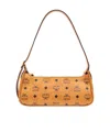 Mcm Aren All-over Logo Printed Small Shoulder Bag In Brown