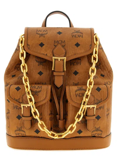 Mcm Aren Backpack In Cognac