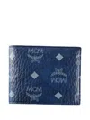Mcm Aren Bifold Monogram Wallet In Blue