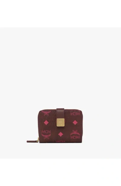 Mcm Aren Brass Plate Wallet In Brown