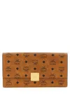 Mcm Large Wallet With Logo Shoulder Strap In Brown