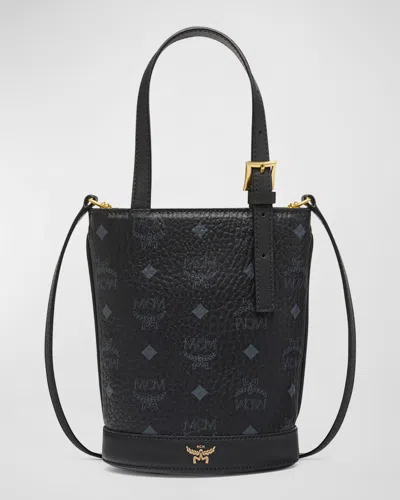Mcm Aren Buckle Visetos Tote Bag In Black