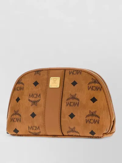 Mcm Aren Canvas Beauty Clutch Soft Structure In Brown