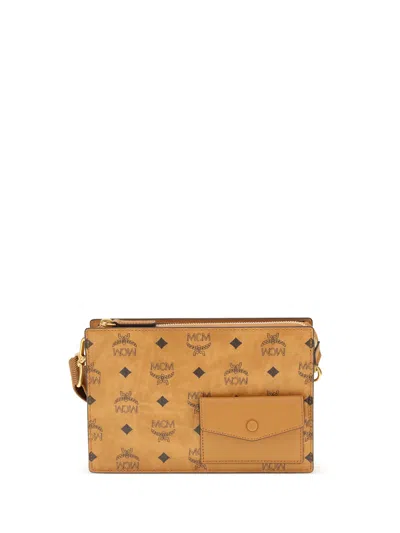 Mcm Aren Canvas Shoulder Bag In Brown