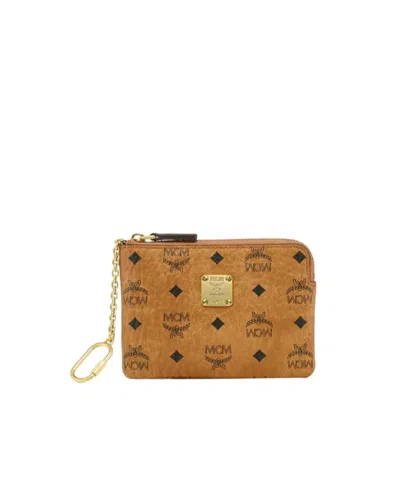 Mcm Aren Card Pouch In Visetos In Brown