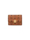 Mcm Logo Print Brown Wallet With Chain Strap In Brown