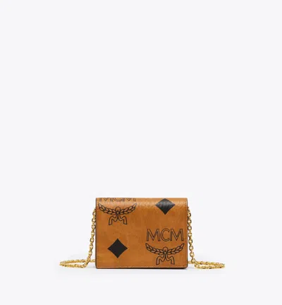 Mcm Aren Chain Wallet In Maxi Visetos In Brown