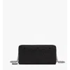 Mcm Aren Chain Zip Around Wallet In Embossed Monogram Leather In Black