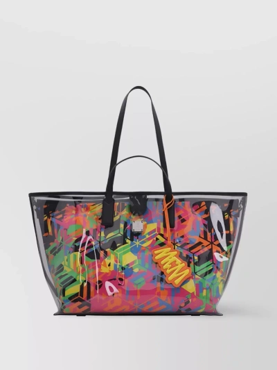MCM AREN CLEAR TOTE BAG WITH BOLD GRAPHIC PRINT