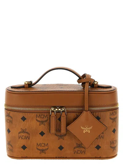 Mcm Aren Coated Canvas Top Handle Bag In Cognac