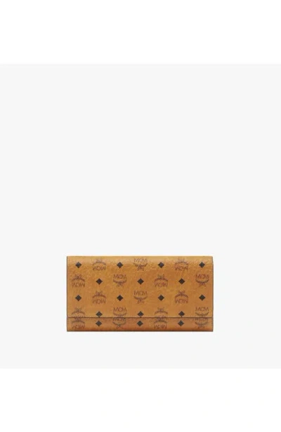 Mcm Aren Continental Wallet In Cognac
