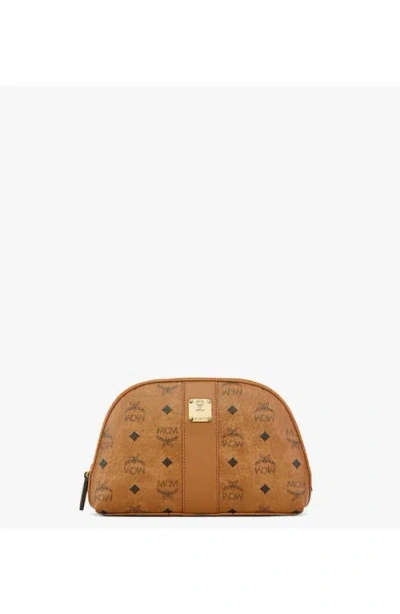Mcm Aren Cosmetic Pouch In Cognac