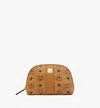 Mcm Aren Cosmetic Pouch In Visetos In Cognac