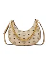 Mcm Aren Crescent Hobo Bag In Visetos In Neutral