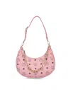 Mcm Aren Crescent Hobo Bag In Visetos In Pink