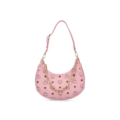 Mcm Aren Crescent Hobo Bag In Pink