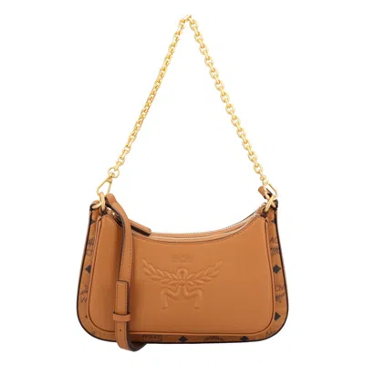 Mcm Aren Duo Hobo Bag In Visetos In Brown