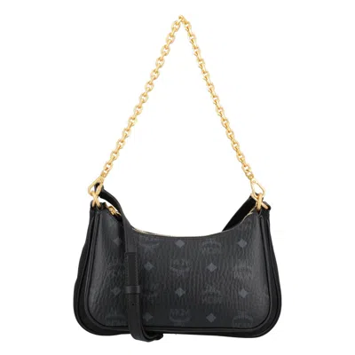 Mcm Aren Duo Hobo In Recycled Nylon And Visetos In Black