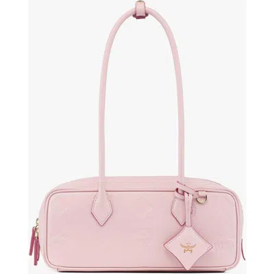 Mcm Aren Maxi Monogram Leather Shoulder Bag In Orange