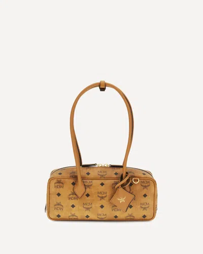 Mcm Aren East West Visetos Shoulder Bag In Brown