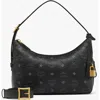 Mcm Aren Visetos Monogram Hobo Bag In Black