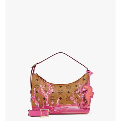Mcm Aren Hobo In Cubic Coral Visetos In Pink