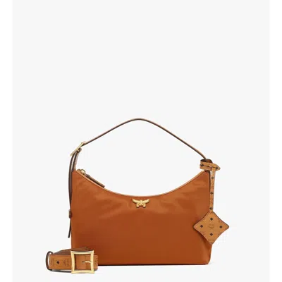 Mcm Aren Hobo In Econyl And Monogram Print Leather In Green