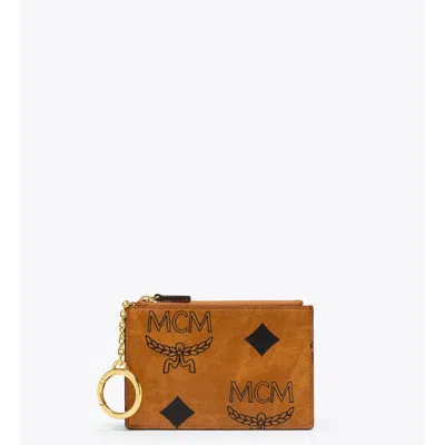 Mcm Aren Key Pouch In Maxi Monogram Visetos In Brown