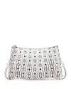 Mcm Aren Medium Visetos Slit Leather Crossbody Bag In White