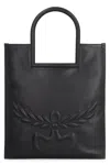 Mcm Nappa Leather Shopping Bag With Laurel Motif In Black