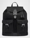 Mcm Aren Leather-trim Nylon Drawstring Backpack