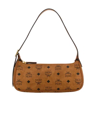 Mcm Aren Logo Printed Shoulder Bag In Brown