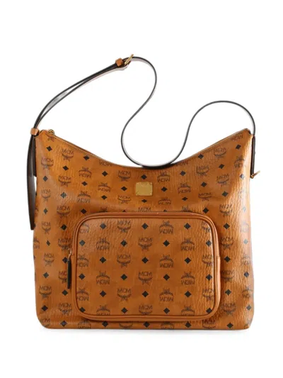 Mcm Aren Logo-print Tote Bag In Brown
