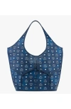 Mcm Aren Xl Visetos Monogram Shopper Tote Bag In Blue
