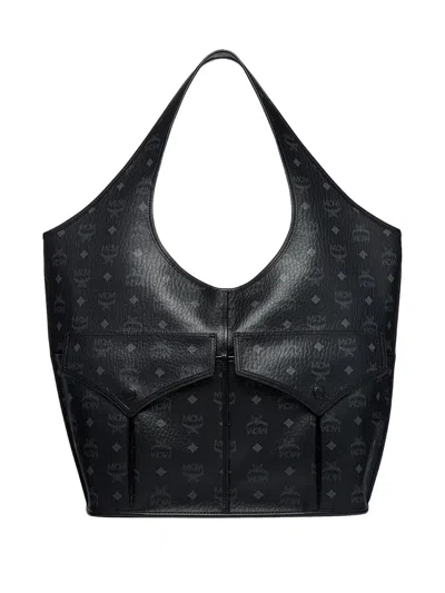 Mcm Aren Mama Visetos-pattern Tote Bag In Black