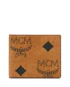 Mcm Aren Maxi Mn V1 Small Wallet In Cognac/black