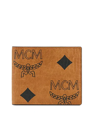 Mcm Aren Maxi Mn V1 Small Wallet In Cognac/black